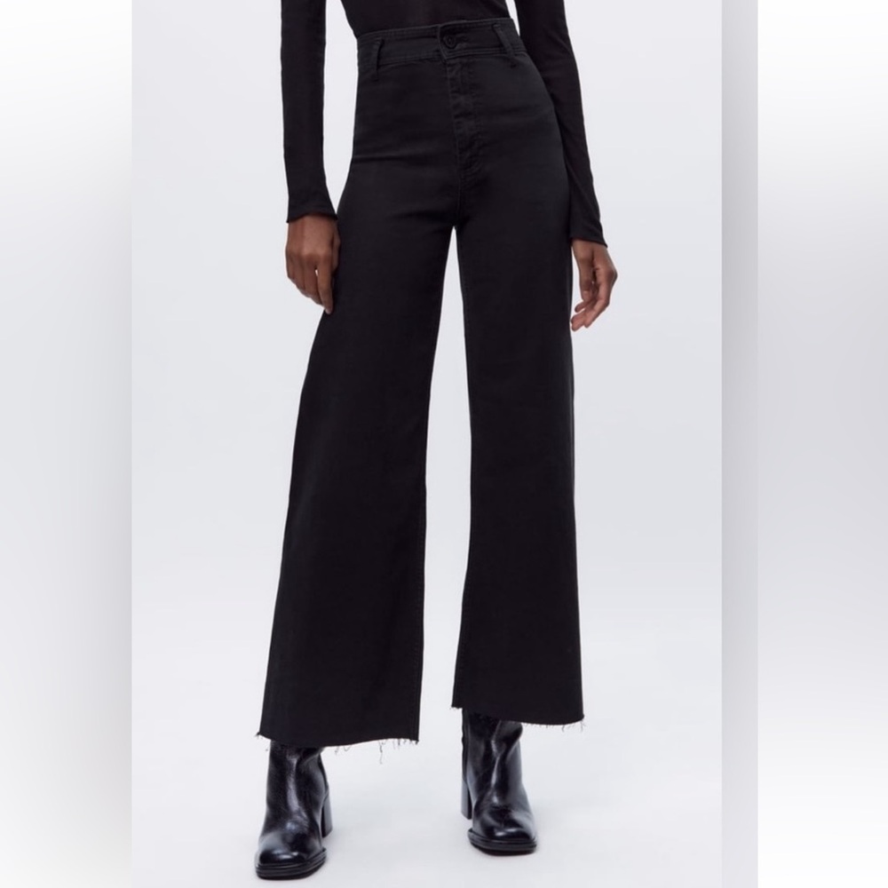 Zara Premium Denim Collection The Marine Straight Women 4 Black Denim Jeans